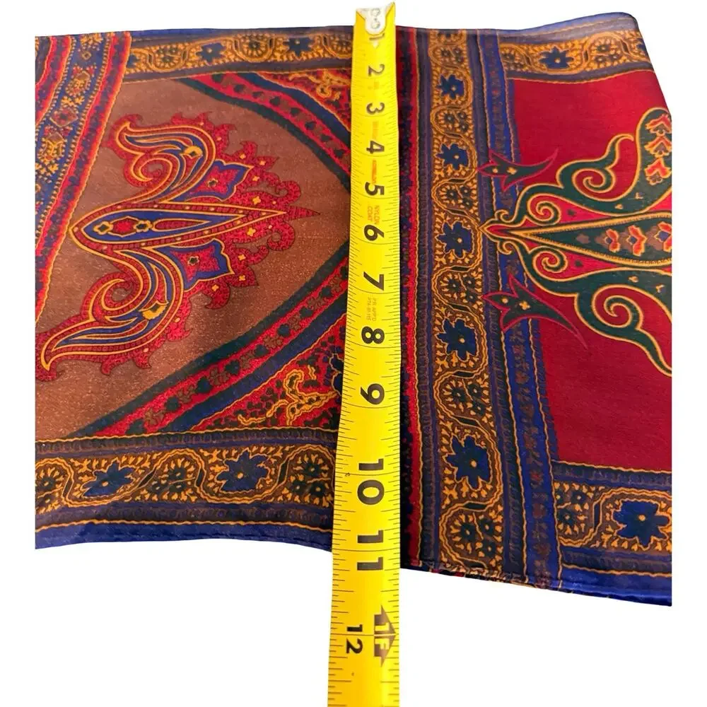 Vintage Liz Claiborne Silk Paisley Scarf 1980s Burgundy Navy Blue Green 11x52